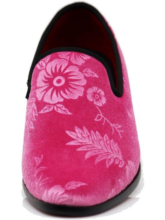 Enzo Romeo Men\'s Pink69 Vintage Velvet Flower Loafer Slip On Tuxedo Shoes main image 7